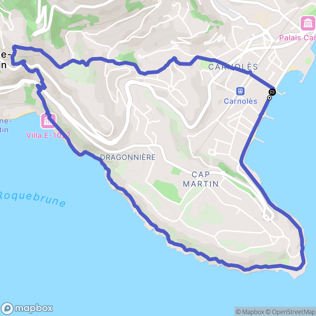 Roquebrune-Cap-Martin : carte du parcours de randonnée - France