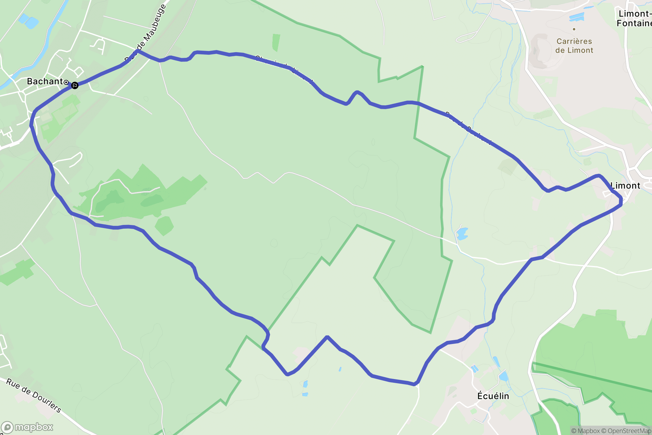 Bachant : carte du parcours de randonnée - France
