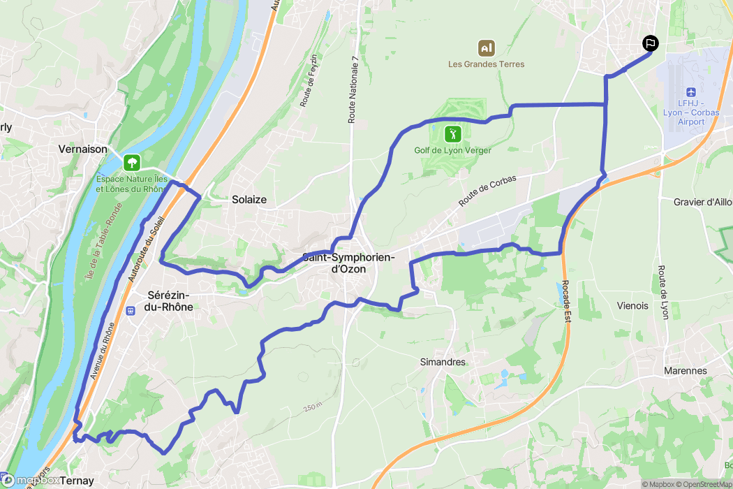 Corbas : carte du parcours de randonnée - France