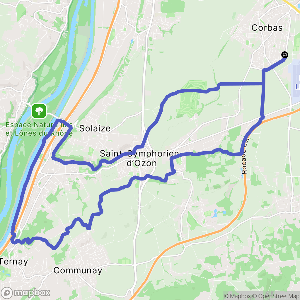 Corbas : carte du parcours de randonnée - France