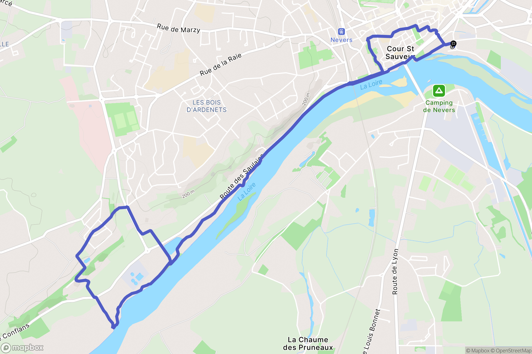 Nevers : carte du parcours de randonnée - France
