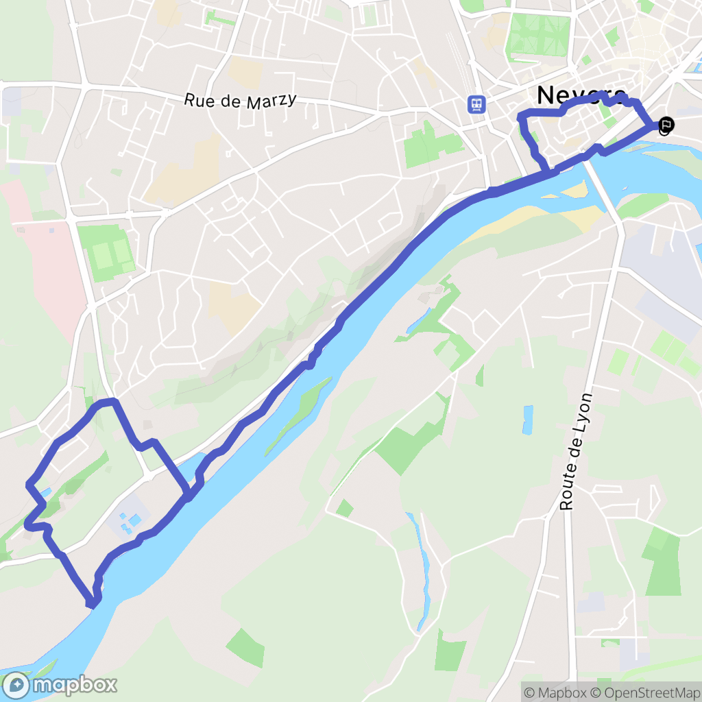 Nevers : carte du parcours de randonnée - France