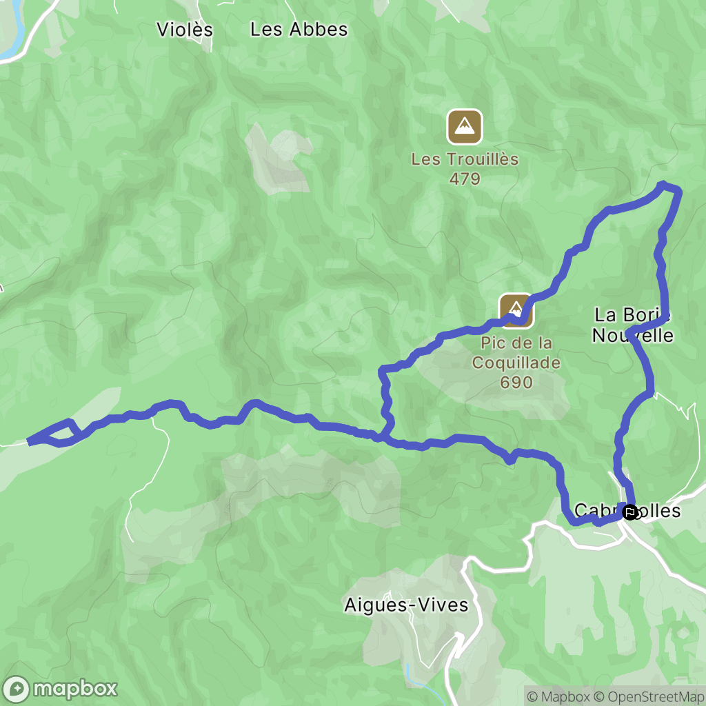 Cabrerolles : carte du parcours de randonnée - France