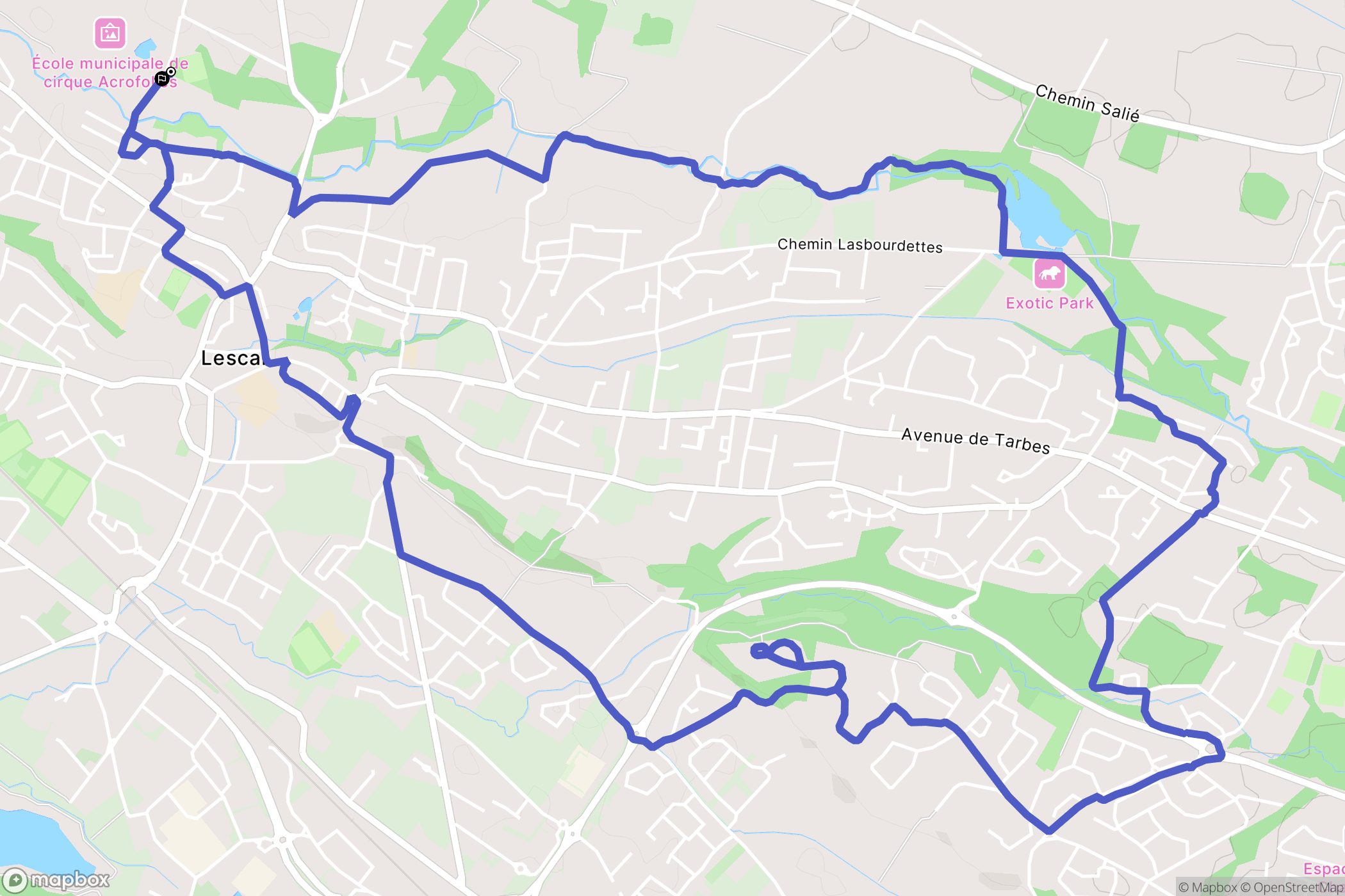 Lescar : carte du parcours de randonnée - France