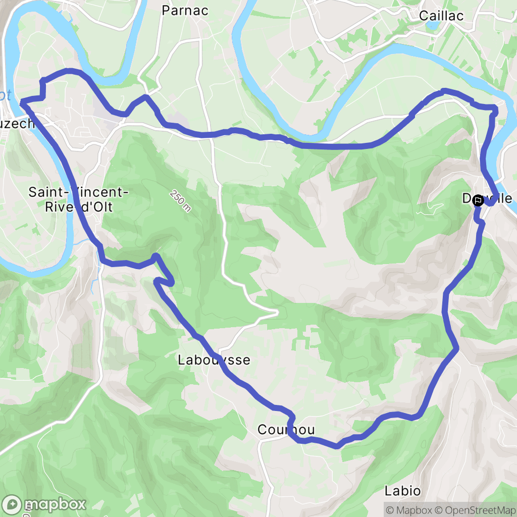 Douelle : carte du parcours de randonnée - France