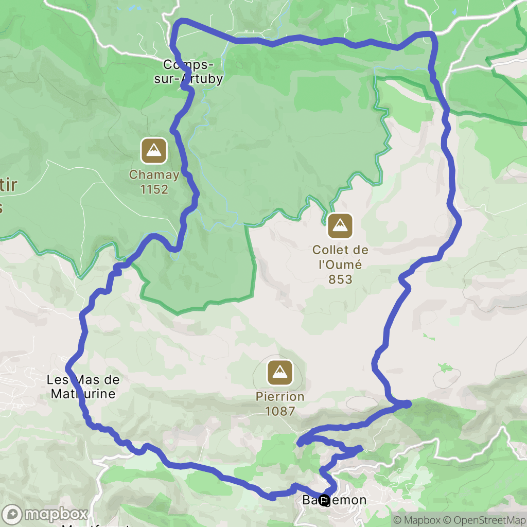 Bargemon : carte du parcours de randonnée - France