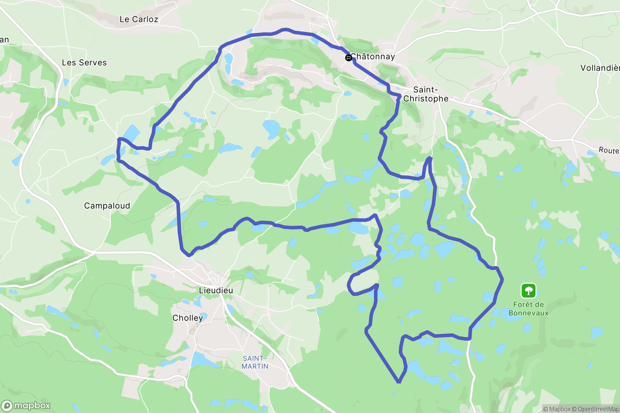 Chatonnay : carte du parcours de randonnée - France
