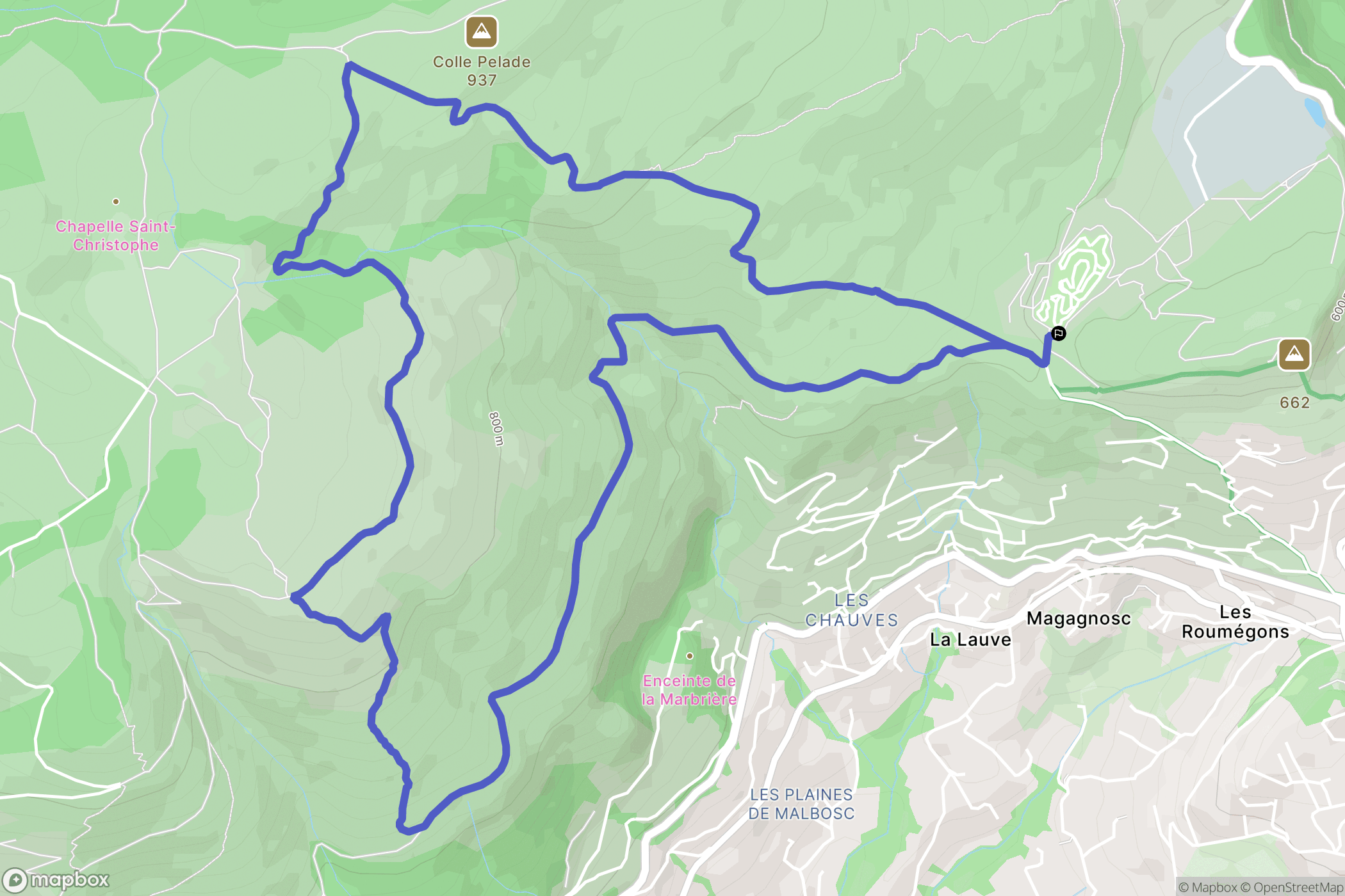 Le Bar-sur-Loup : carte du parcours de randonnée - France