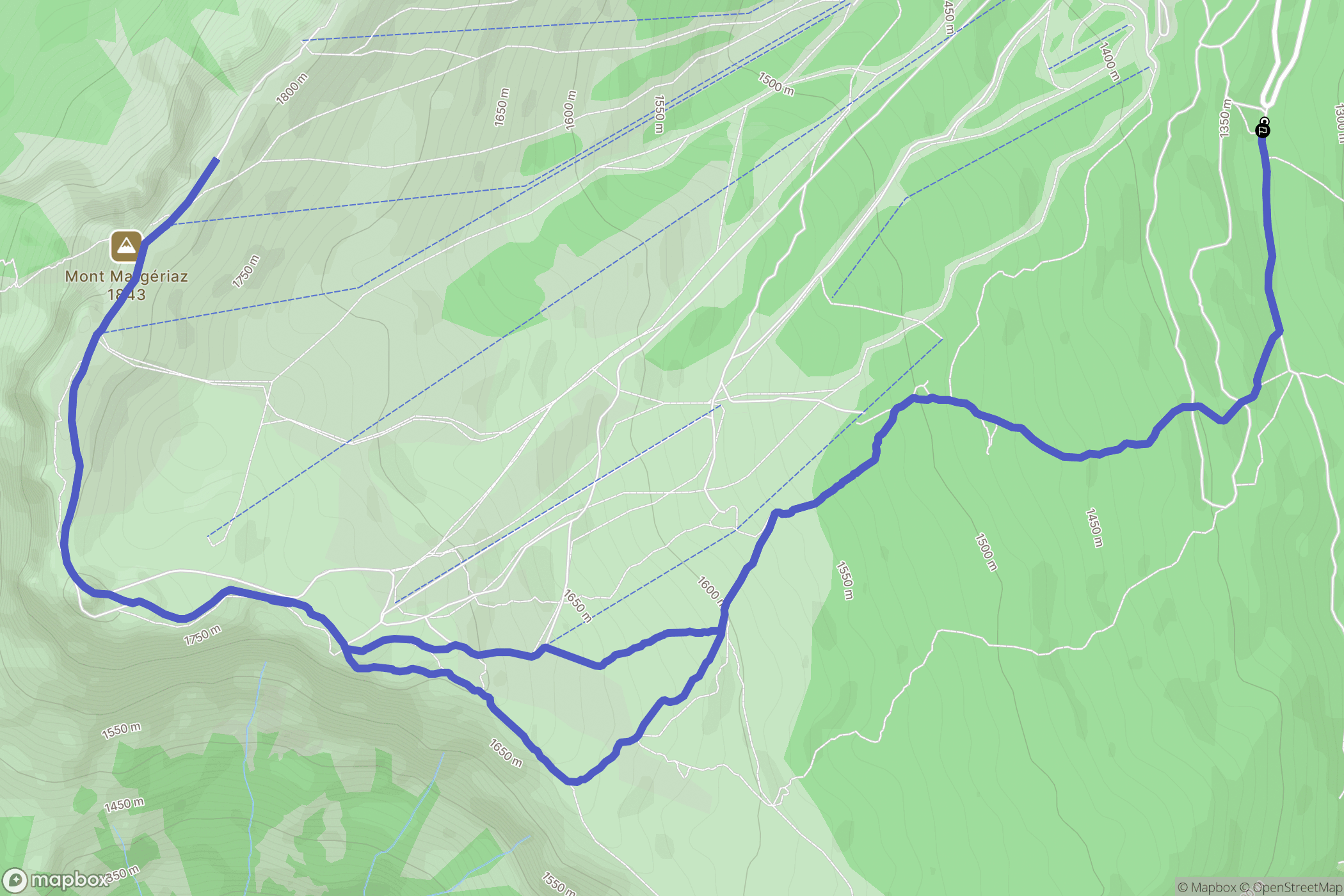 Aillon-le-Jeune : carte du parcours de randonnée - France