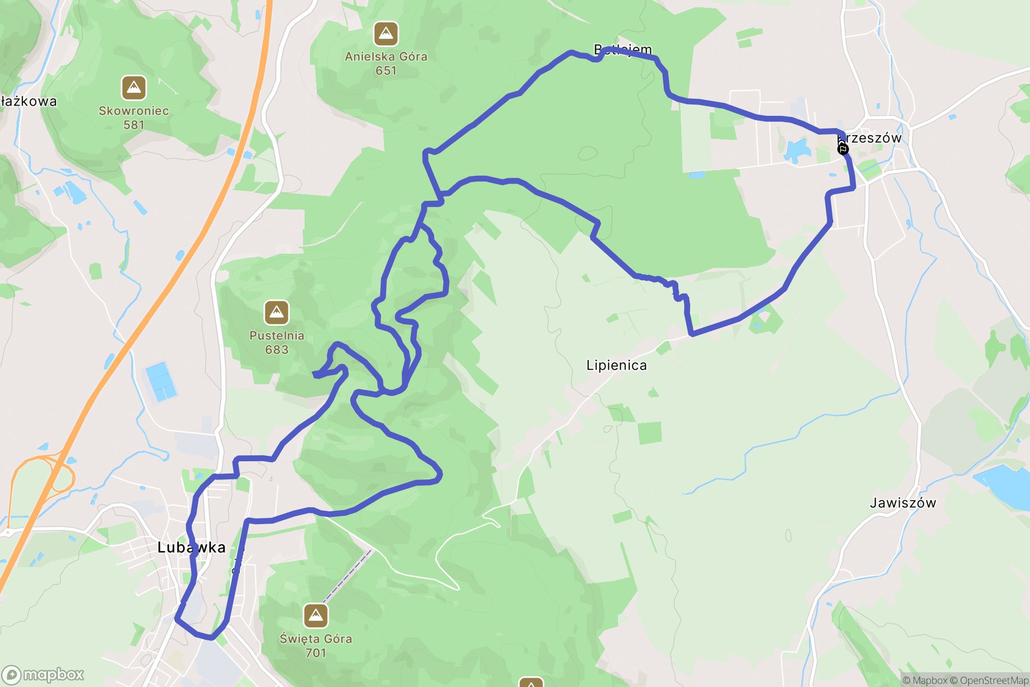 Krzeszów: mapa trasy - Poland