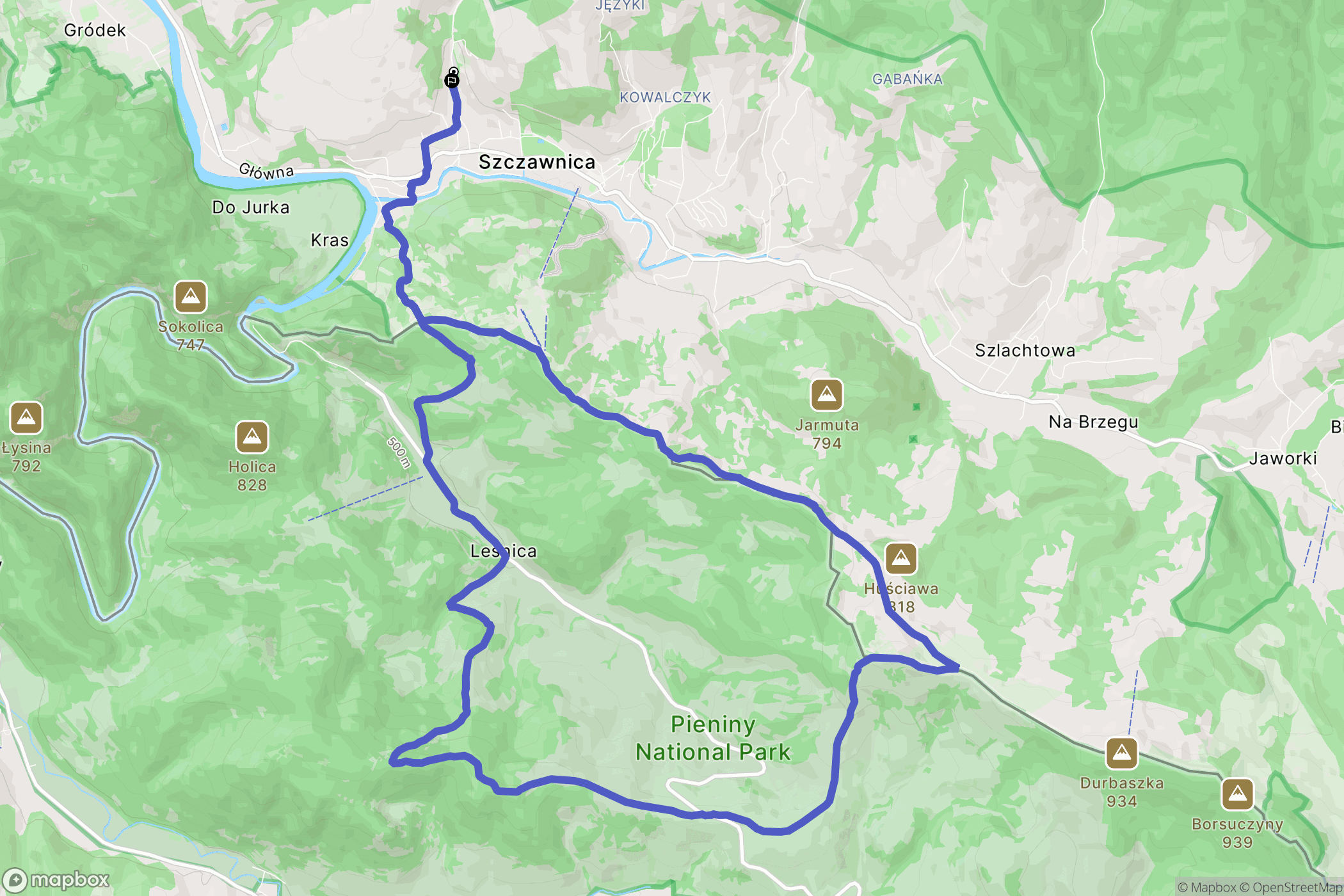 Szczawnica: mapa trasy - Poland