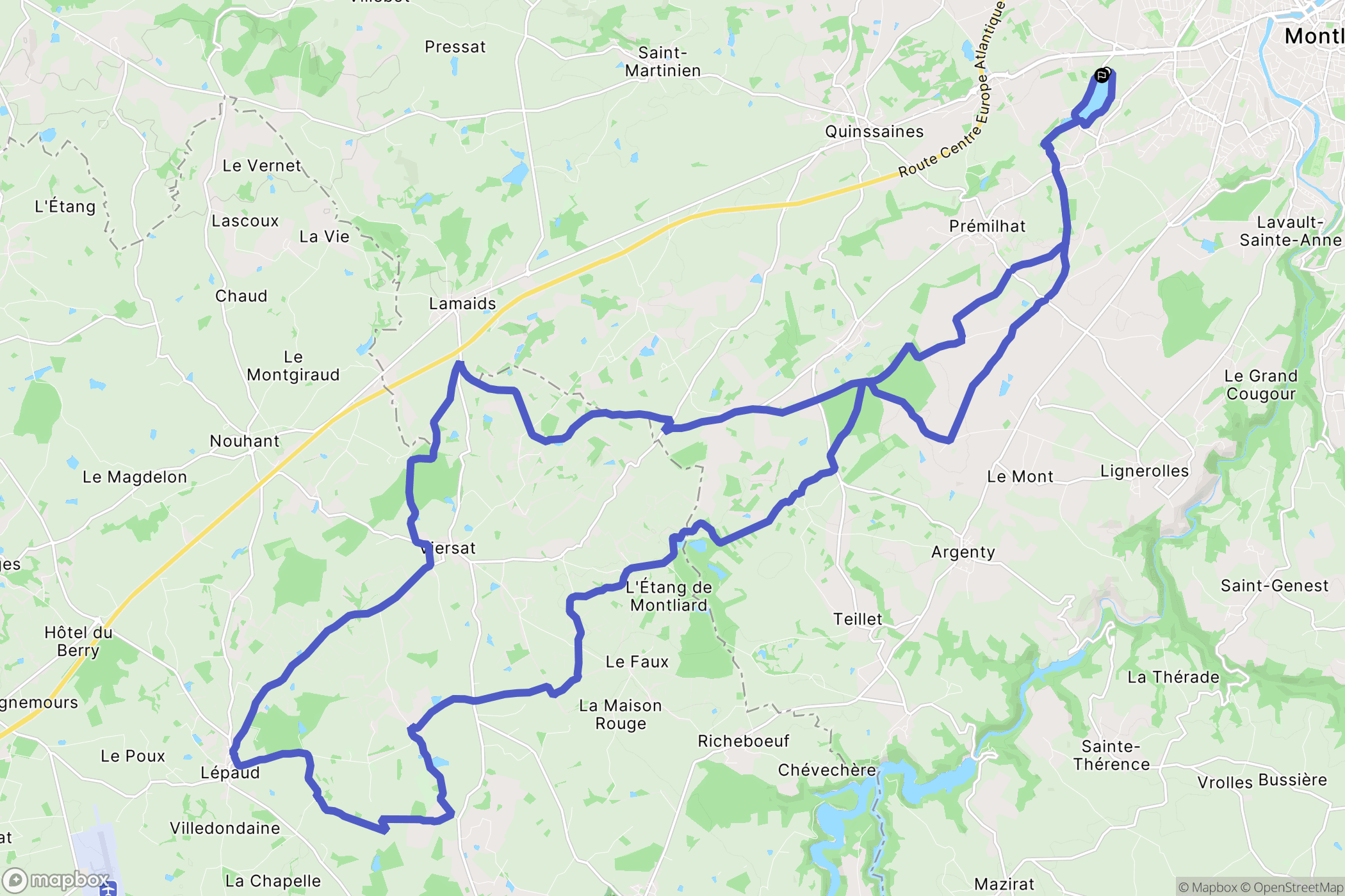Prémilhat : carte du parcours de randonnée - France