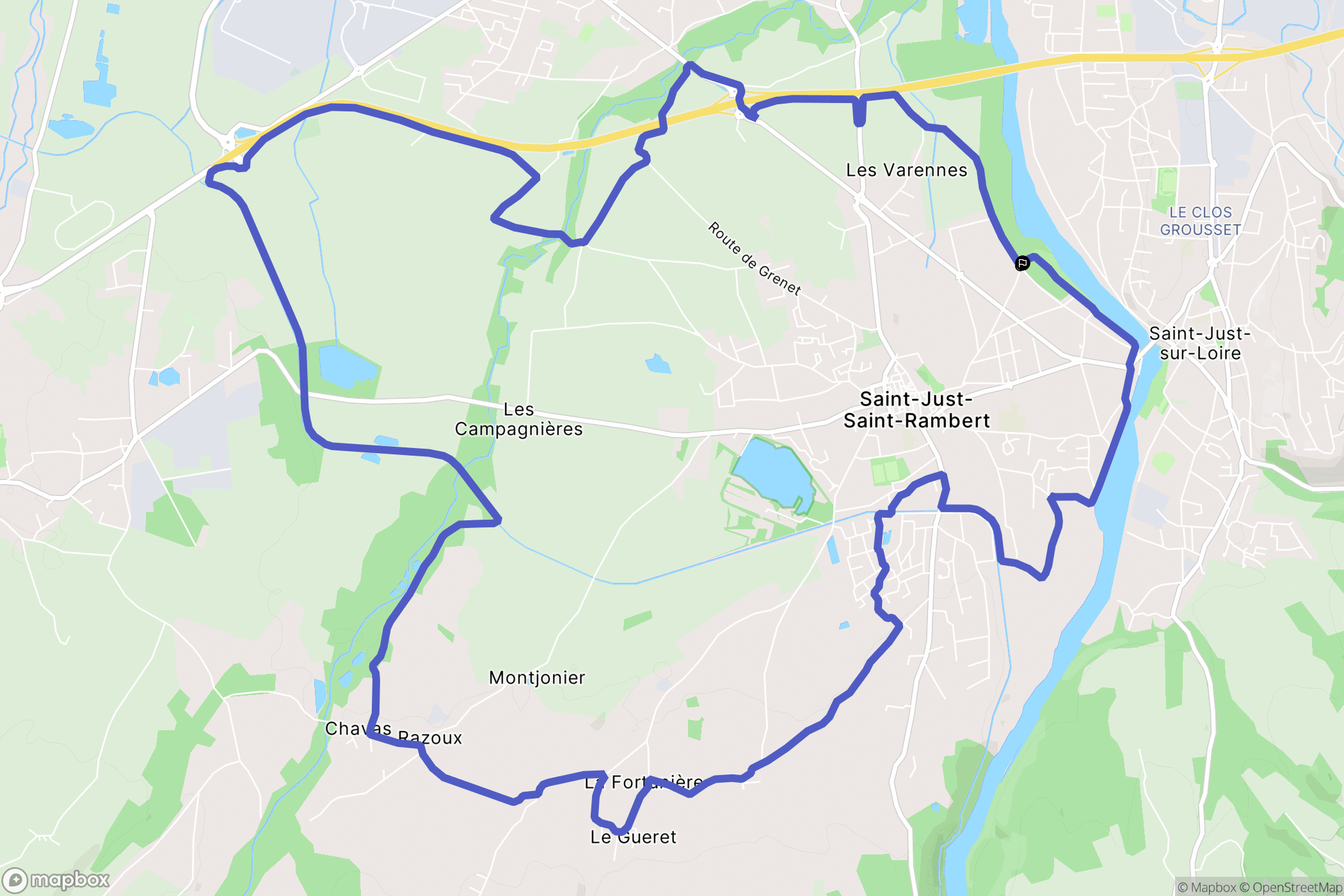 Saint-Just-Saint-Rambert : carte du parcours de randonnée - France