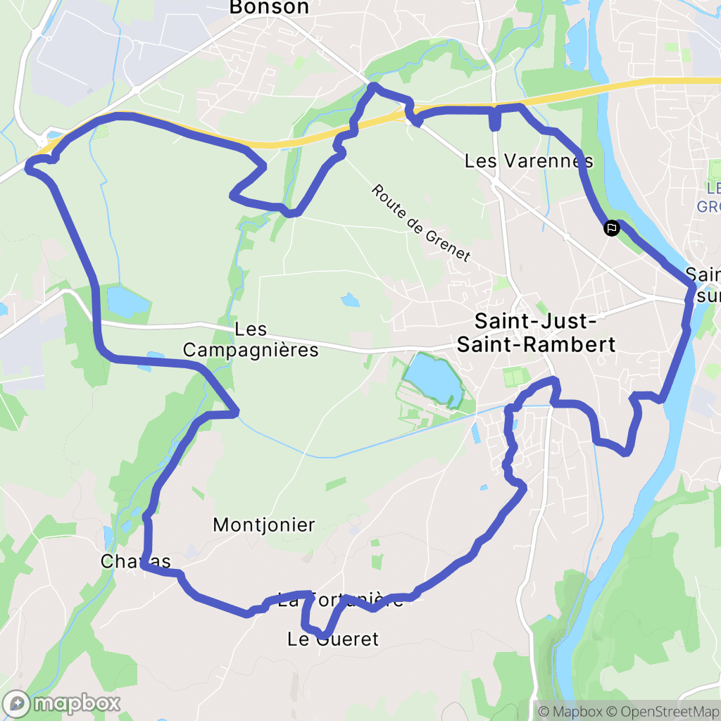 Saint-Just-Saint-Rambert : carte du parcours de randonnée - France