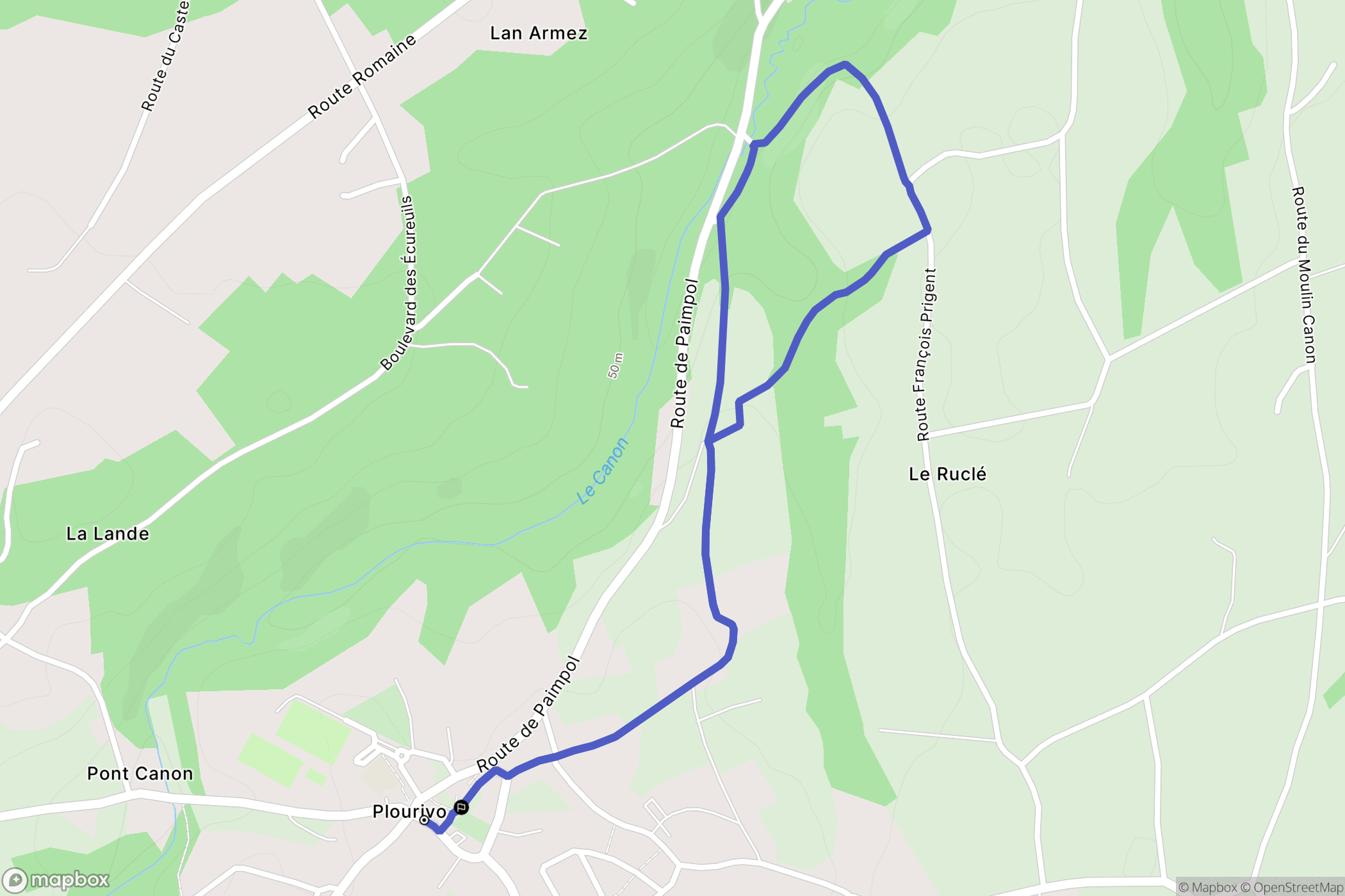 Plourivo : carte du parcours de randonnée - France