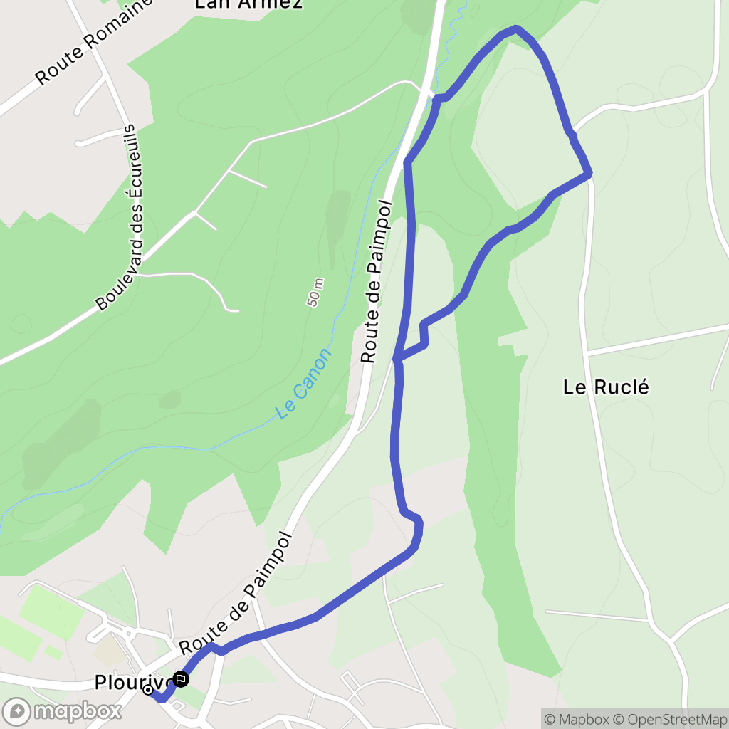 Plourivo : carte du parcours de randonnée - France