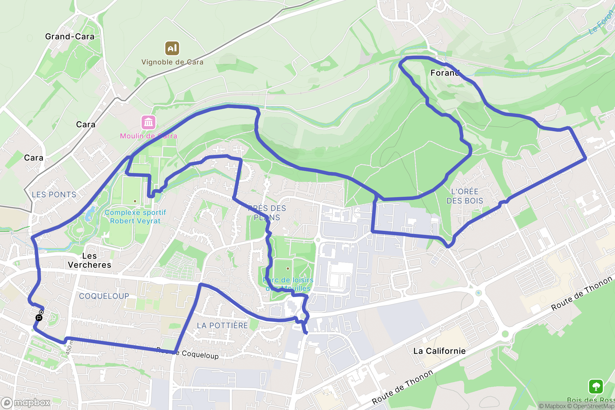 Ville-la-Grand : carte du parcours de randonnée - France