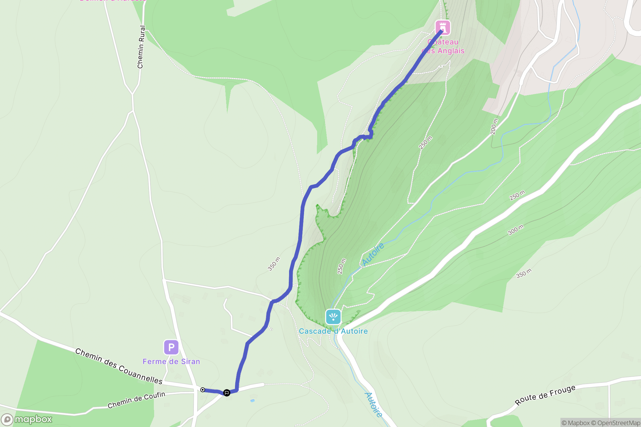 Loubressac : carte du parcours de randonnée - France
