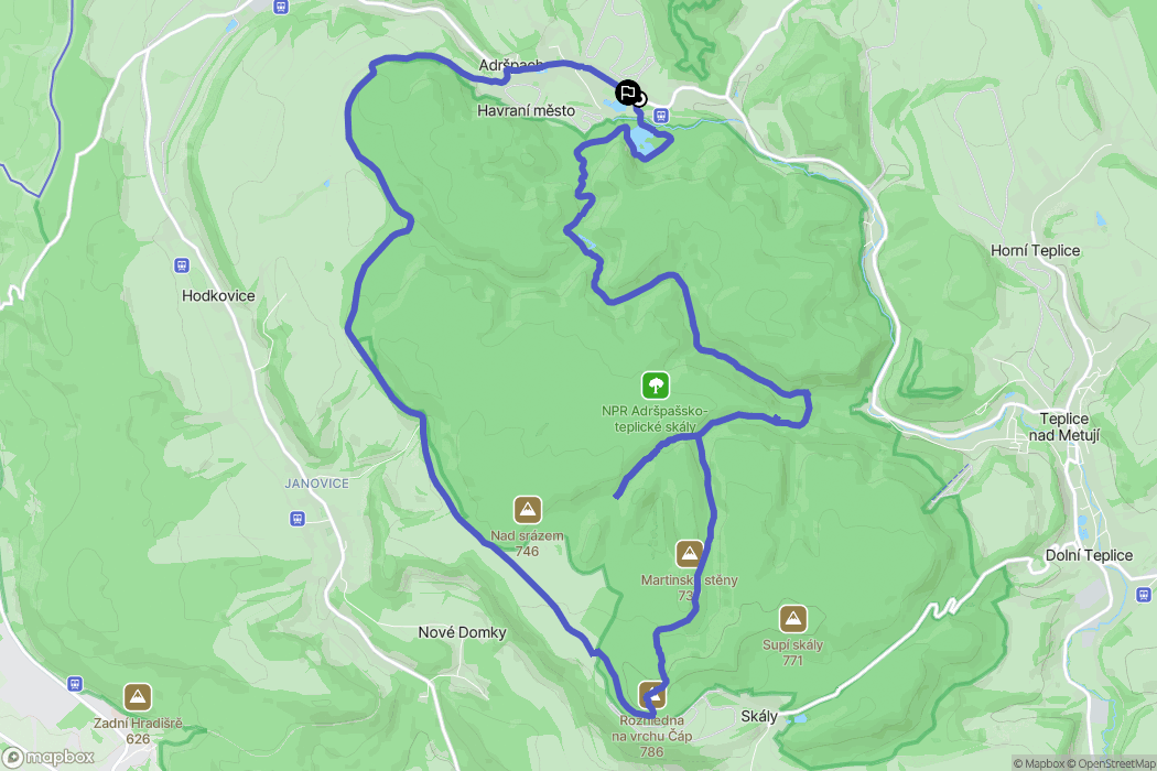 Adršpach: mapa trasy - Czechia