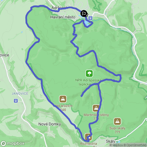 Adršpach: mapa trasy - Czechia
