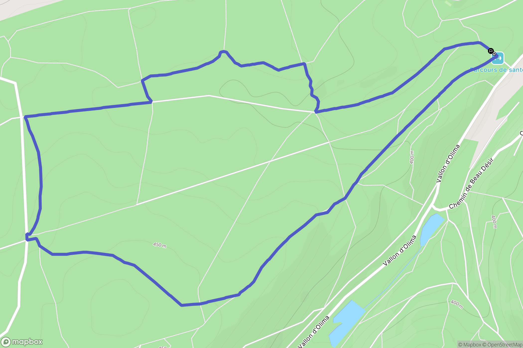 Chantraine : carte du parcours de randonnée - France