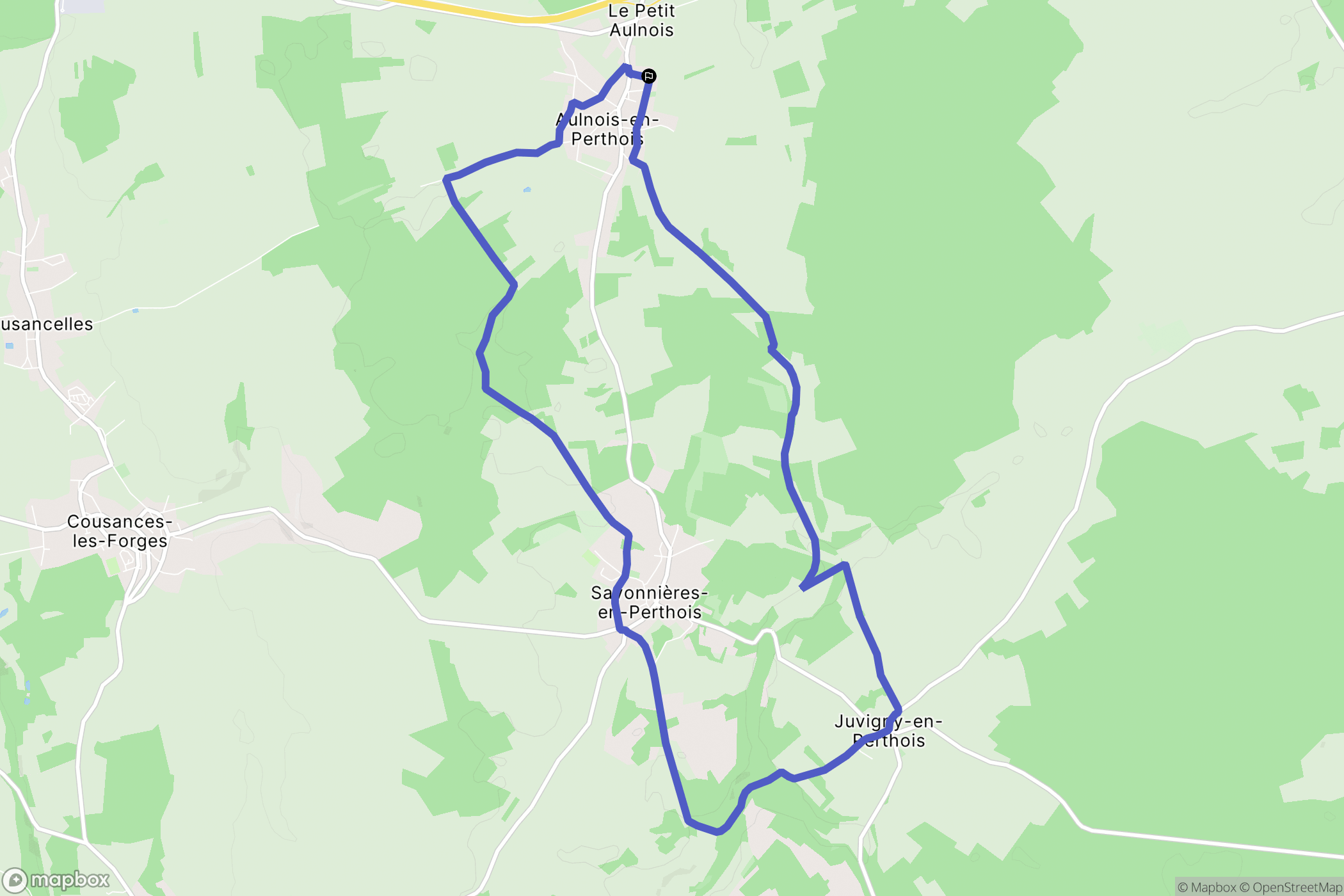 Aulnois-en-Perthois : carte du parcours de randonnée - France