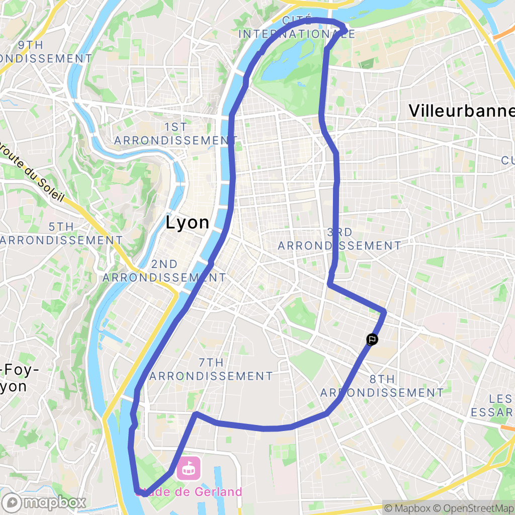 Lyon : carte du parcours de randonnée - France