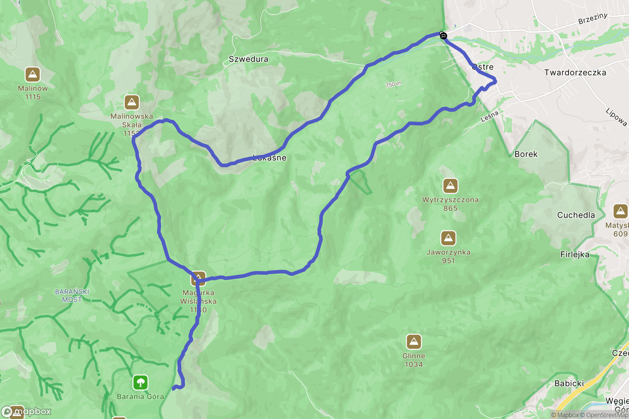 Lipowa: mapa trasy - Poland