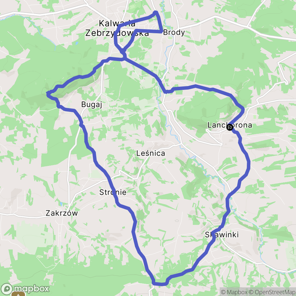 Lanckorona: mapa trasy - Poland