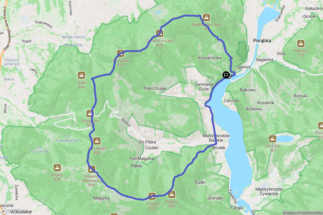 Międzybrodzie Kob.: mapa trasy - Poland