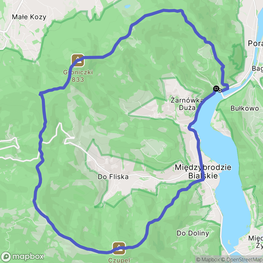 Międzybrodzie Kob.: mapa trasy - Poland
