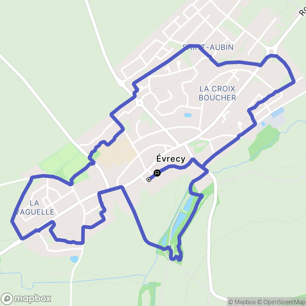Évrecy : carte du parcours de randonnée - France