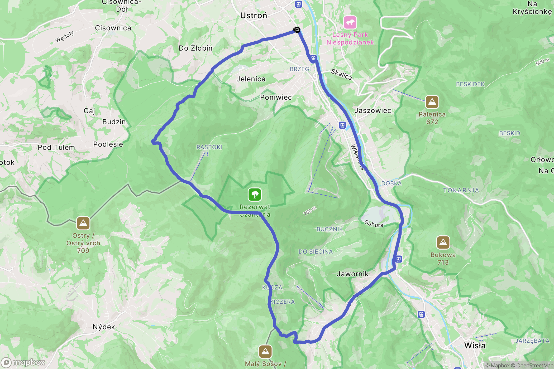Ustroń: mapa trasy - Poland