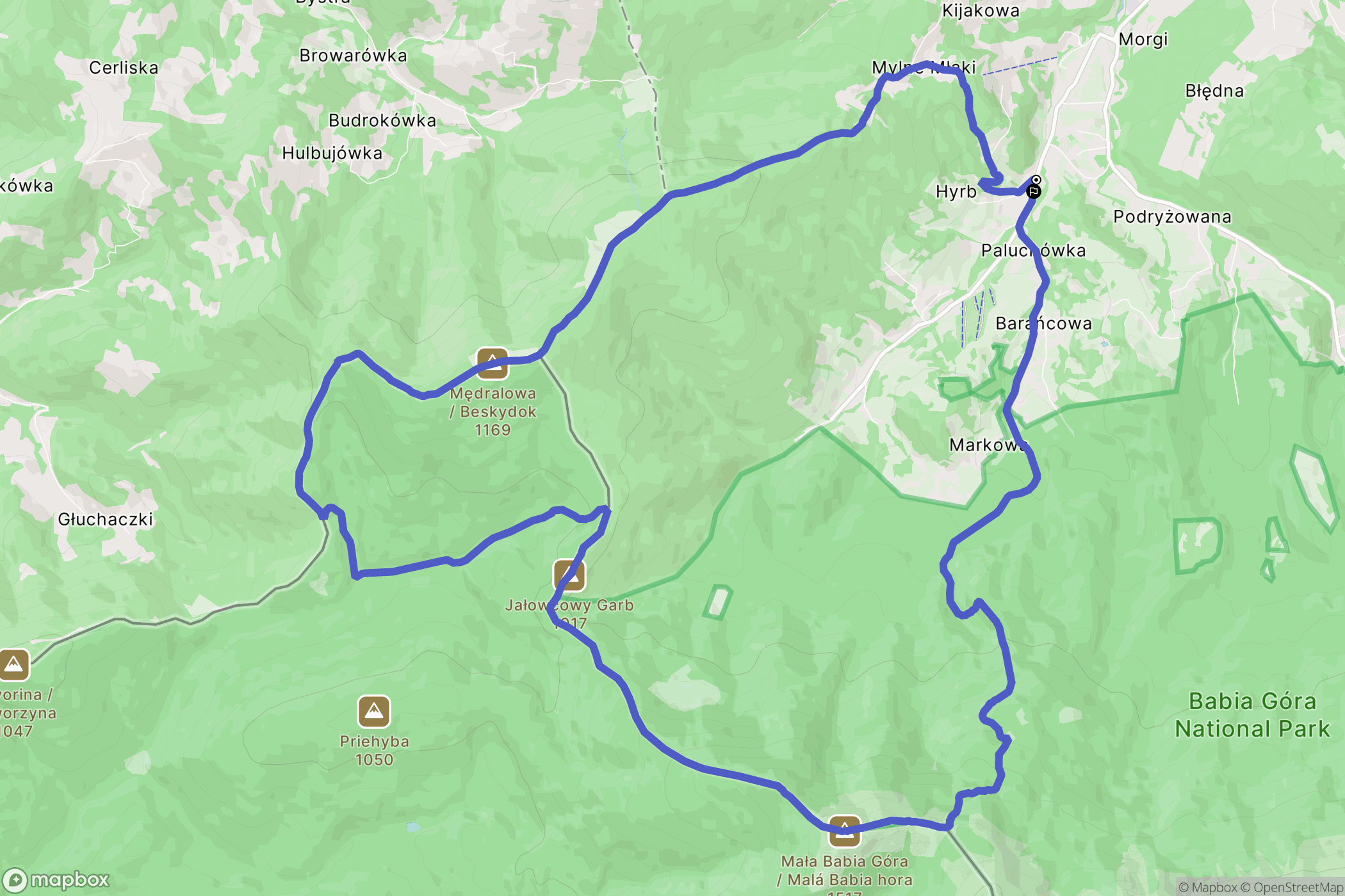 Zawoja: mapa trasy - Poland