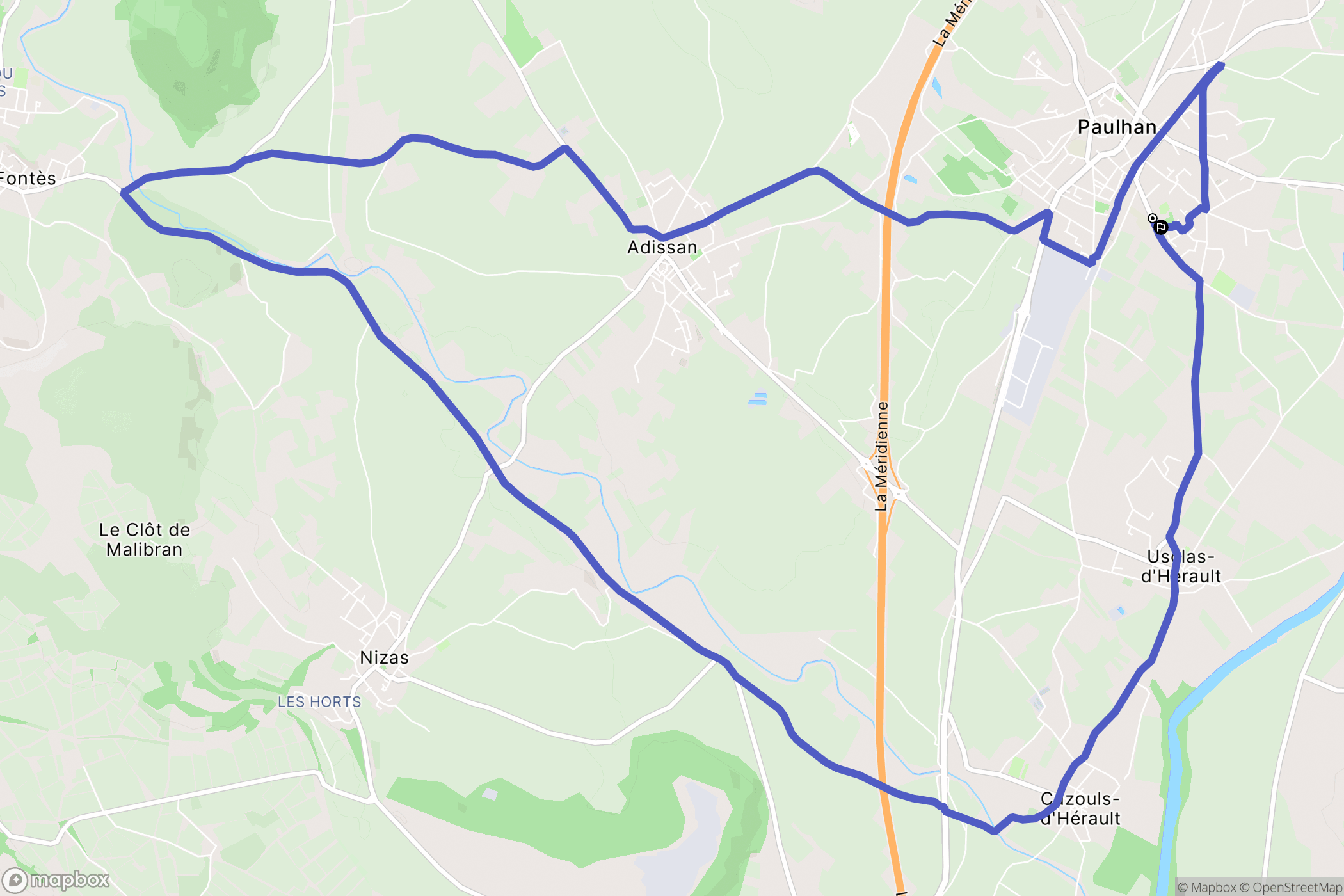 Paulhan : carte du parcours de randonnée - France