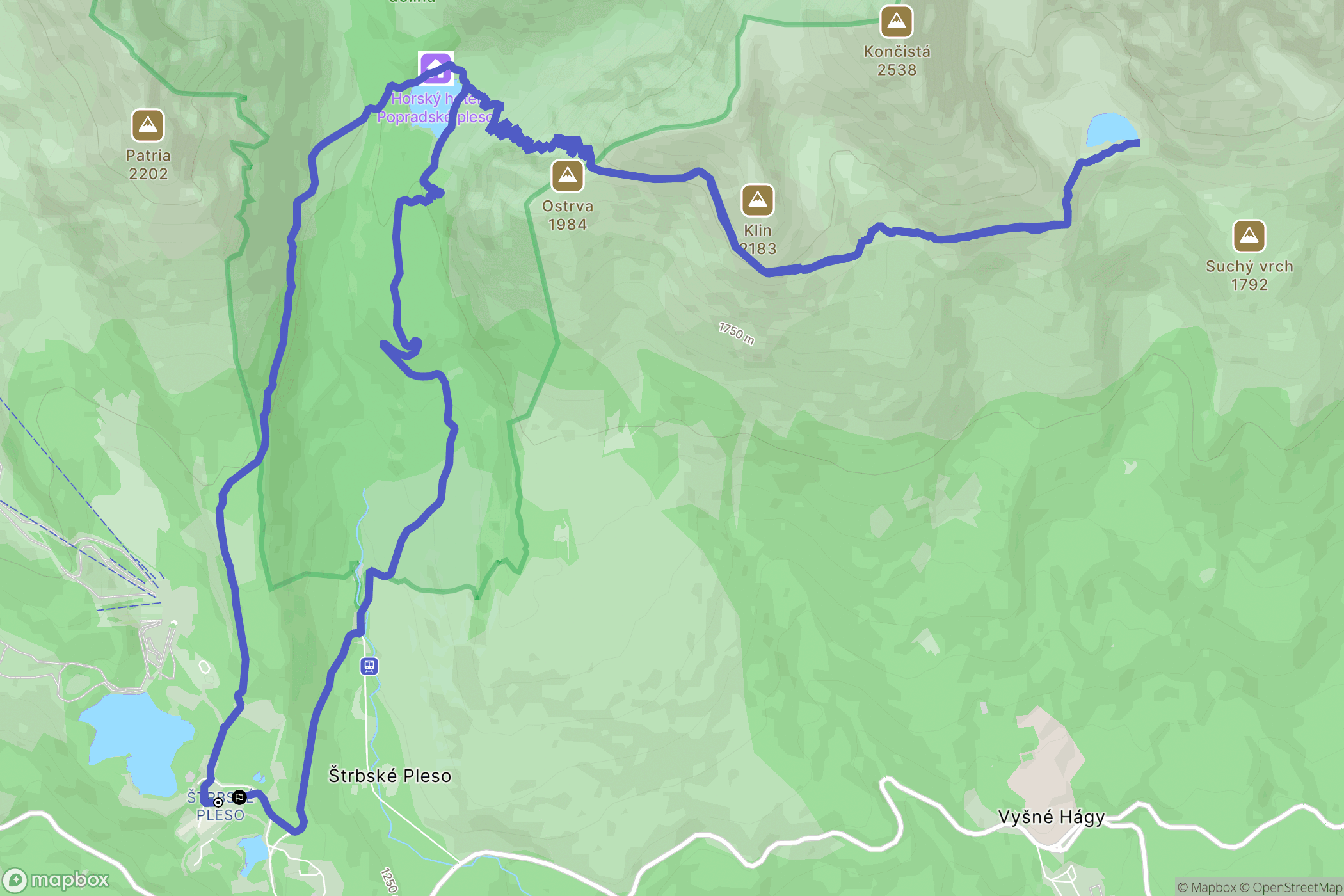 Vysoké Tatry: mapa trasy - Slovakia