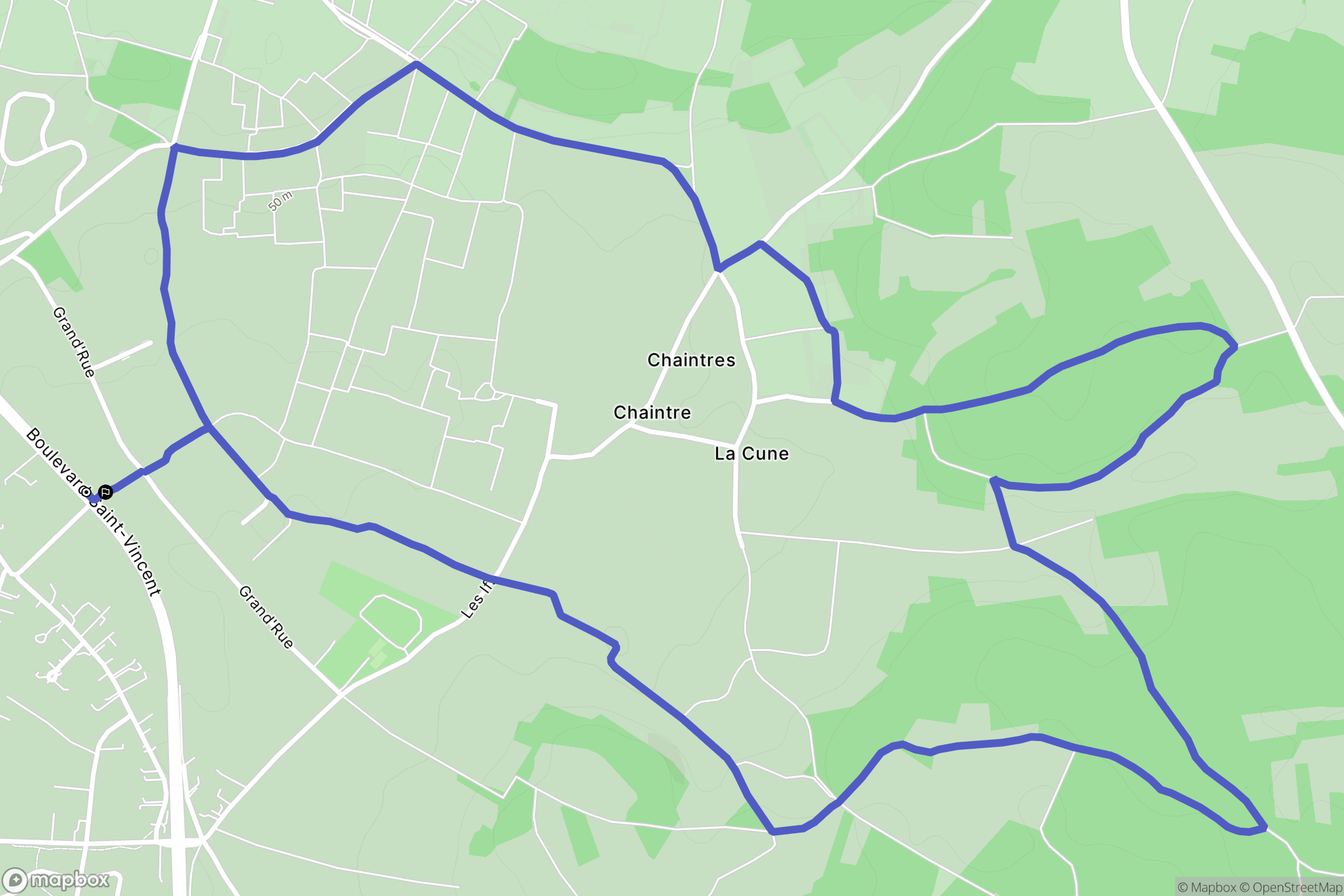 Varrains : carte du parcours de randonnée - France