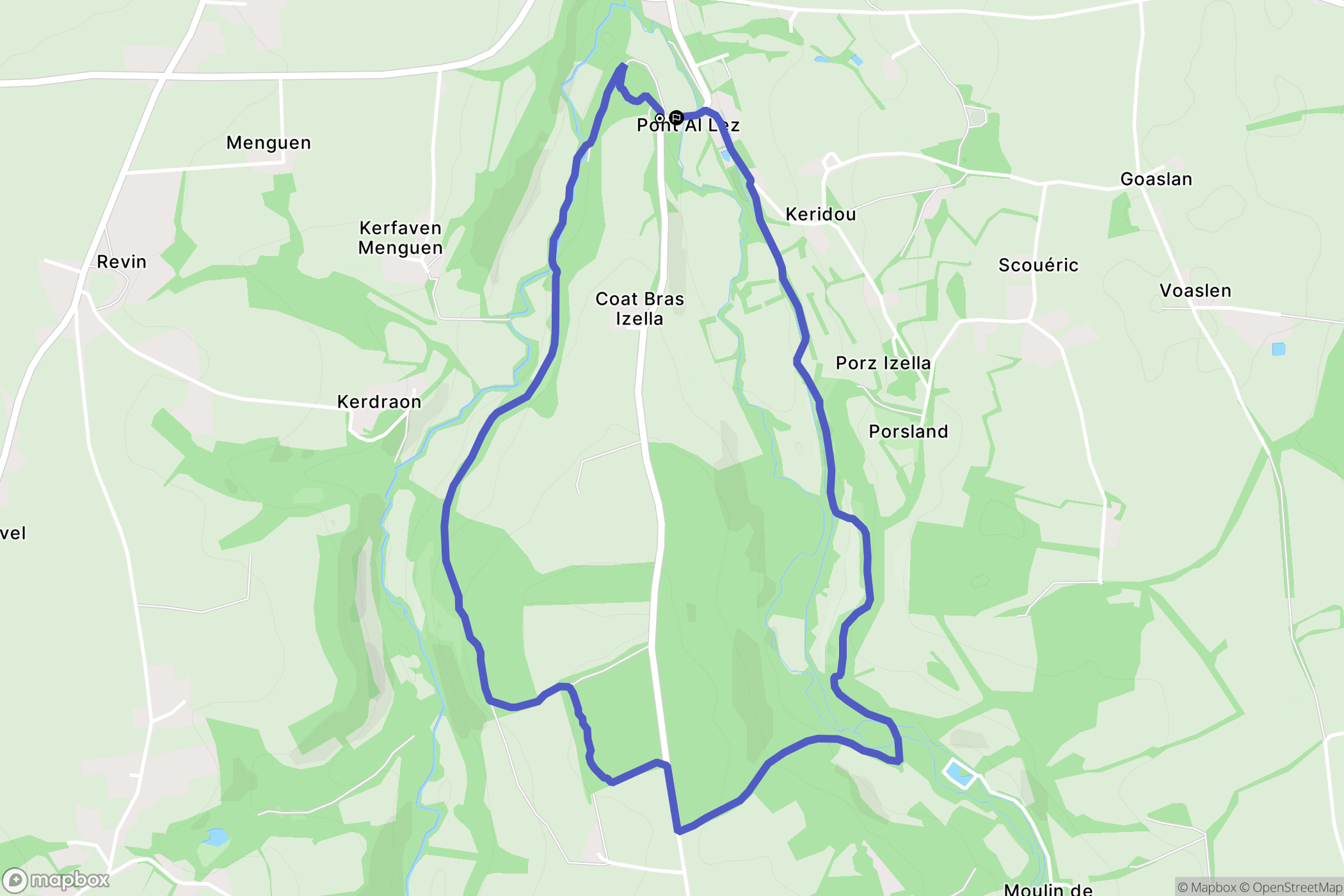 Saint-Thégonnec Loc-Eguiner : carte du parcours de randonnée - France