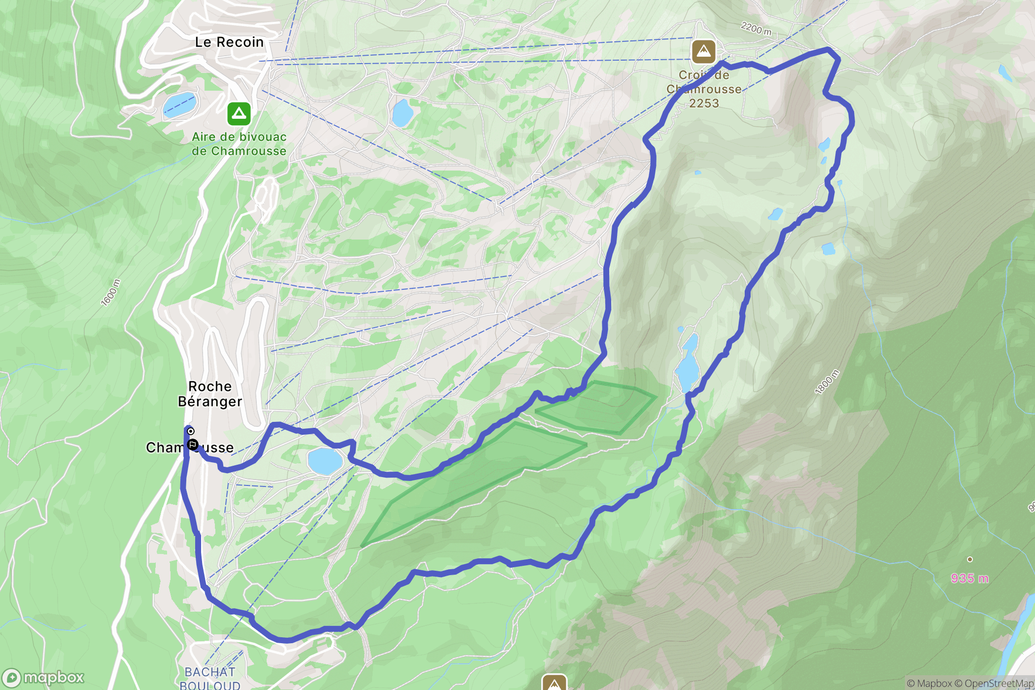 Chamrousse : carte du parcours de randonnée - France