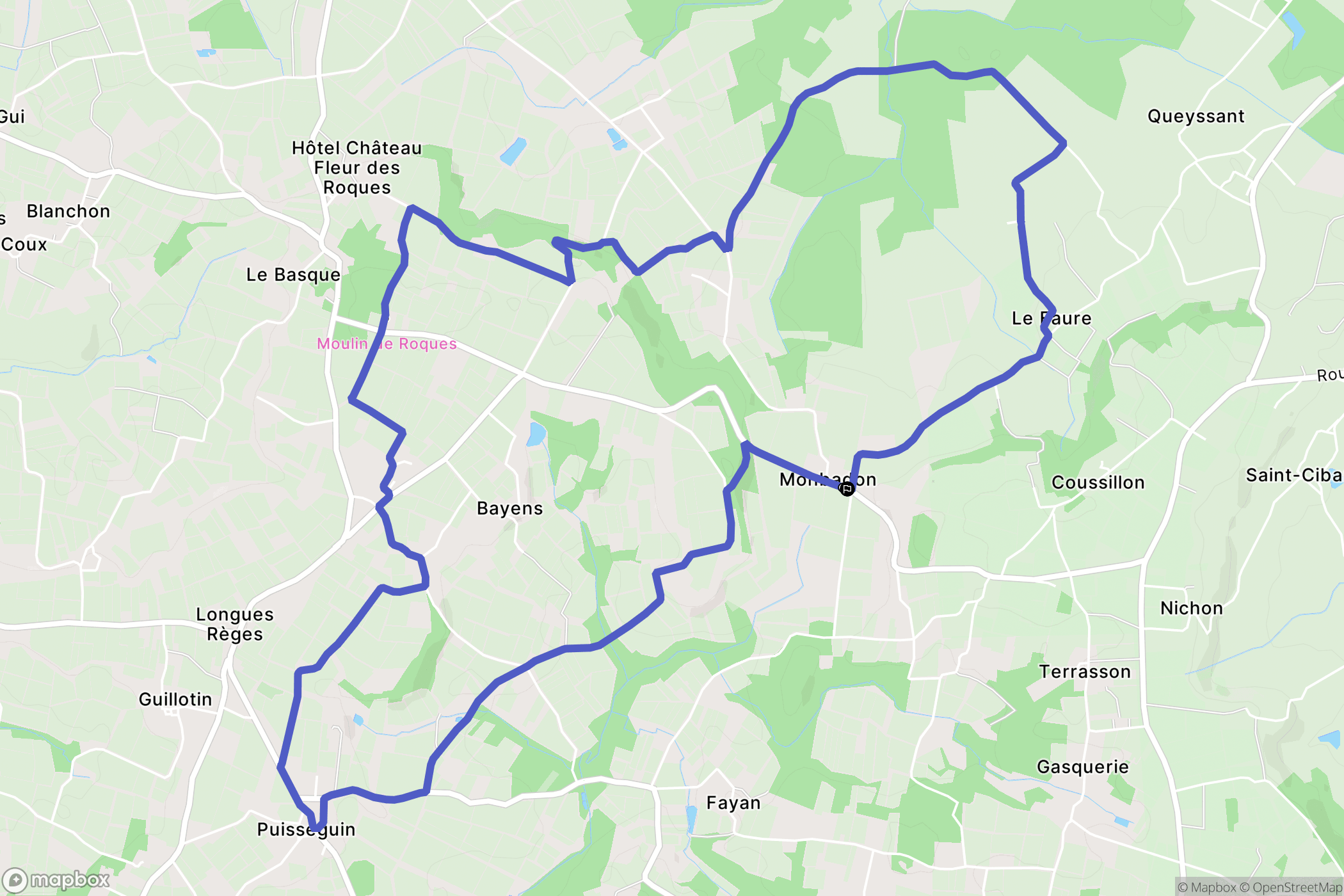 Puisseguin : carte du parcours de randonnée - France