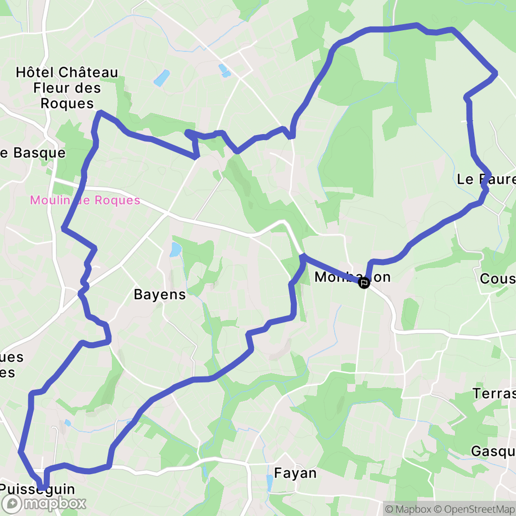 Puisseguin : carte du parcours de randonnée - France