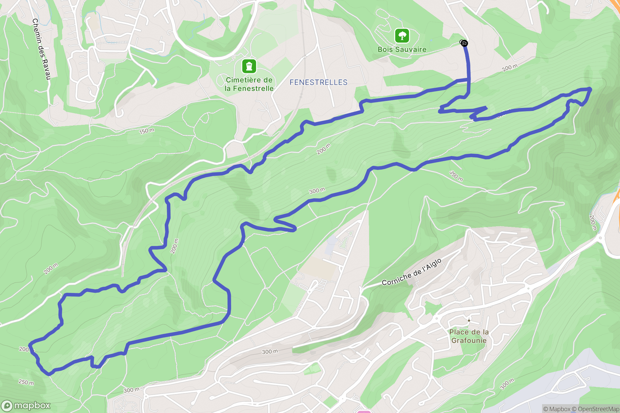 Aubagne : carte du parcours de randonnée - France