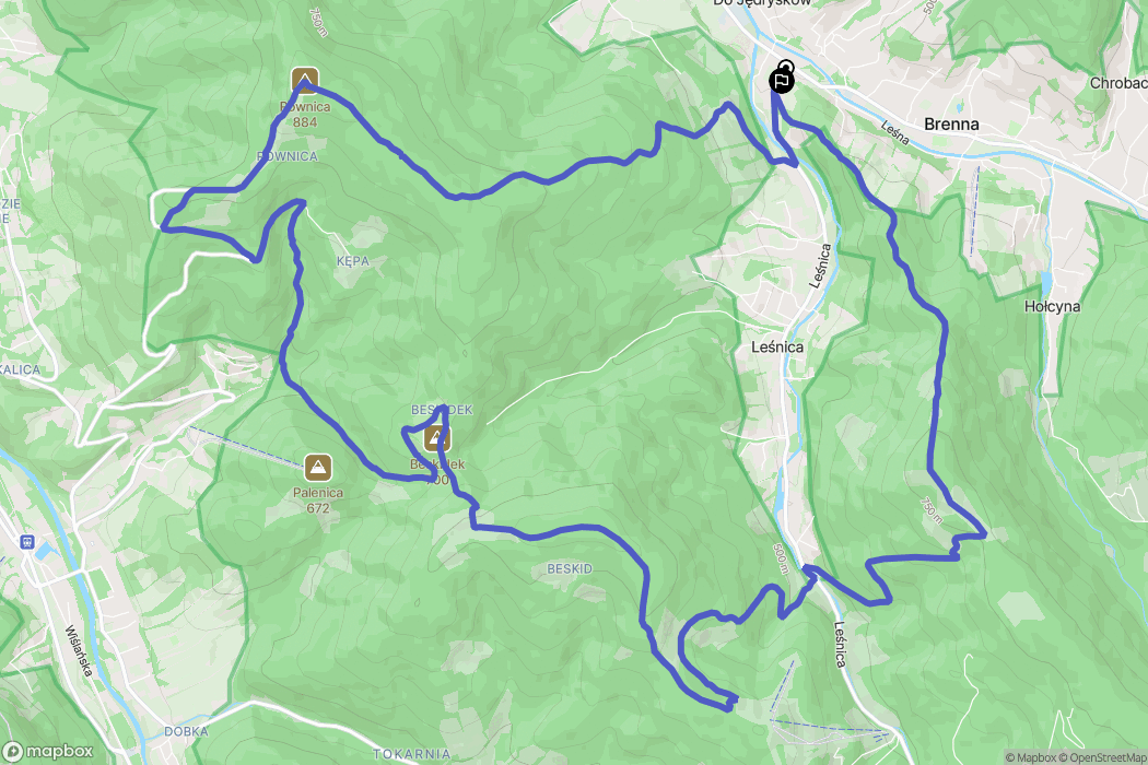 Brenna: mapa trasy - Poland