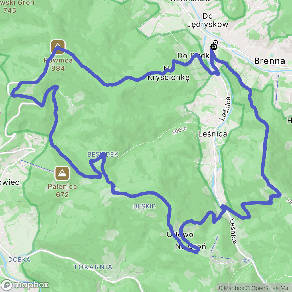 Brenna: mapa trasy - Poland