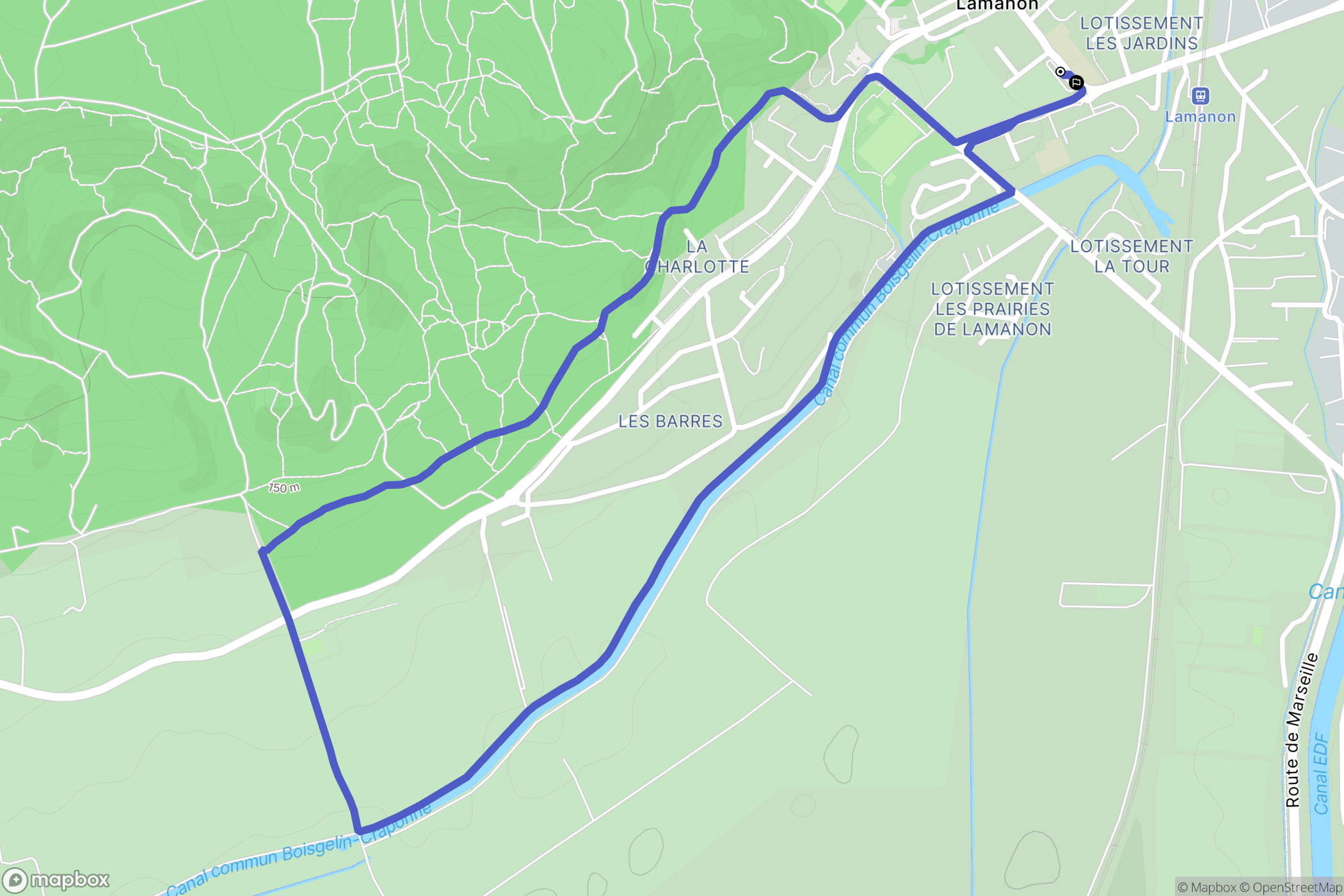 Lamanon : carte du parcours de randonnée - France
