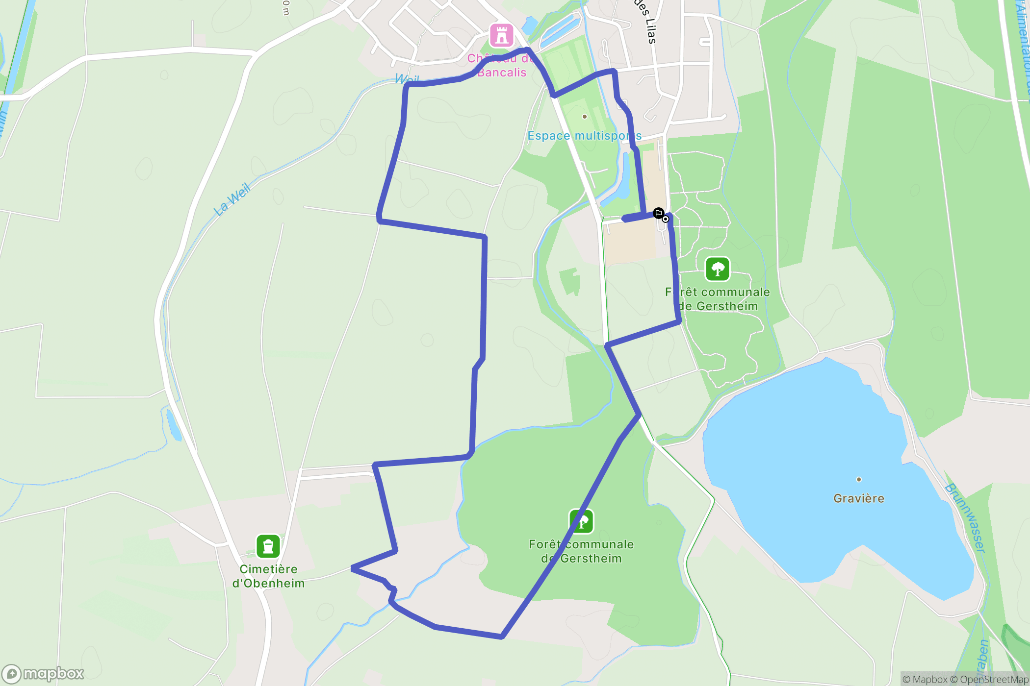 Gerstheim : carte du parcours de randonnée - France