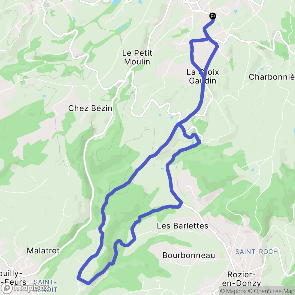 Bussières : carte du parcours de randonnée - France