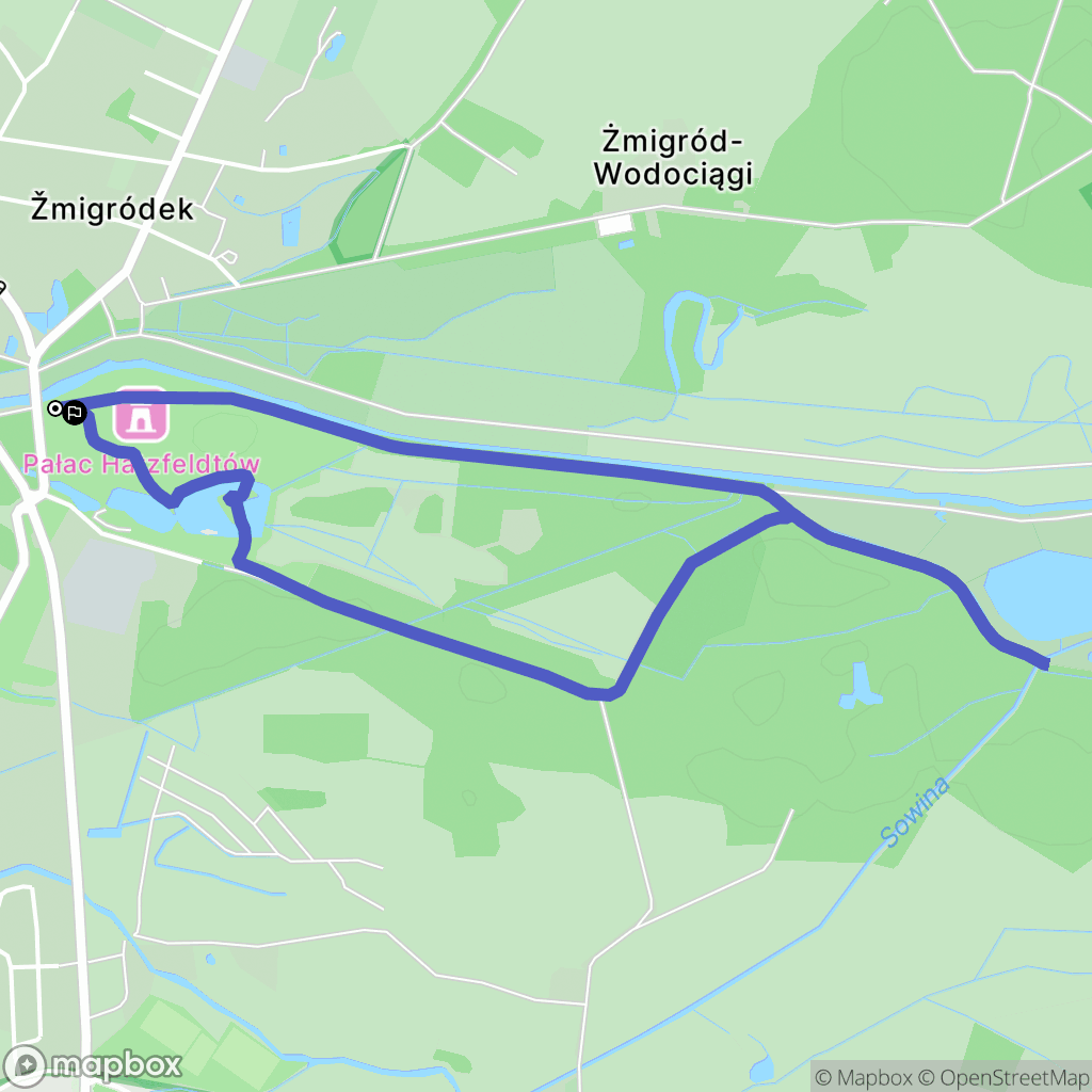 Żmigród: mapa trasy - Poland
