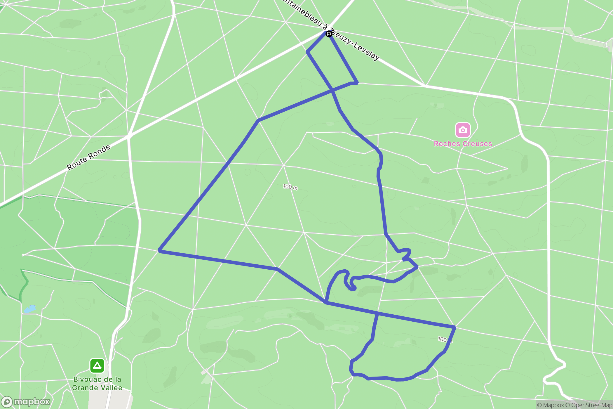 Fontainebleau : carte du parcours de randonnée - France