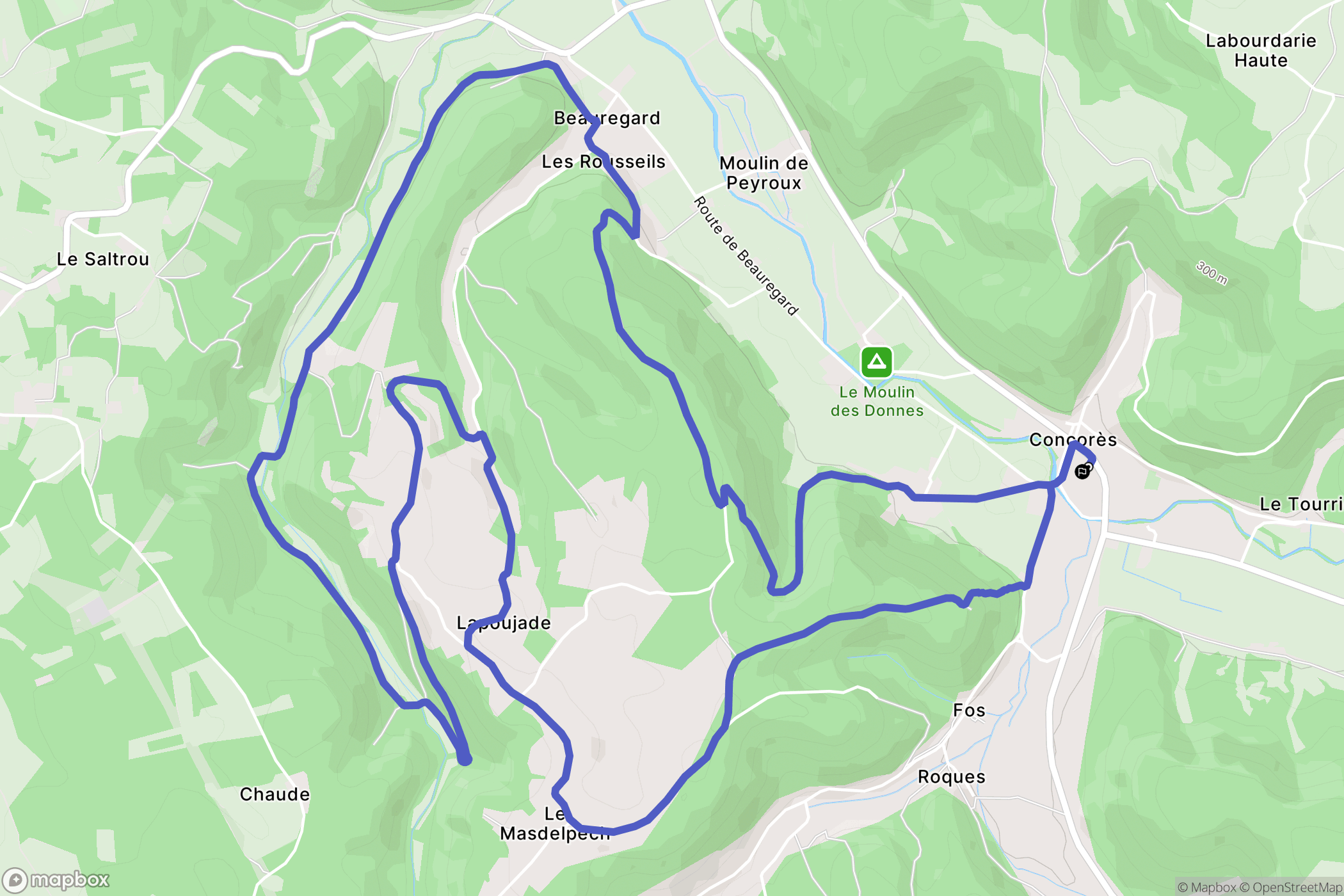 Concorès : carte du parcours de randonnée - France